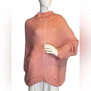 Dip 3 Coral Pink Sweater Slub Knit Top Long Sleeve Size XL.